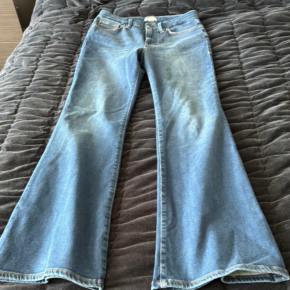 Good American Blue Flare Wide Leg Jeans